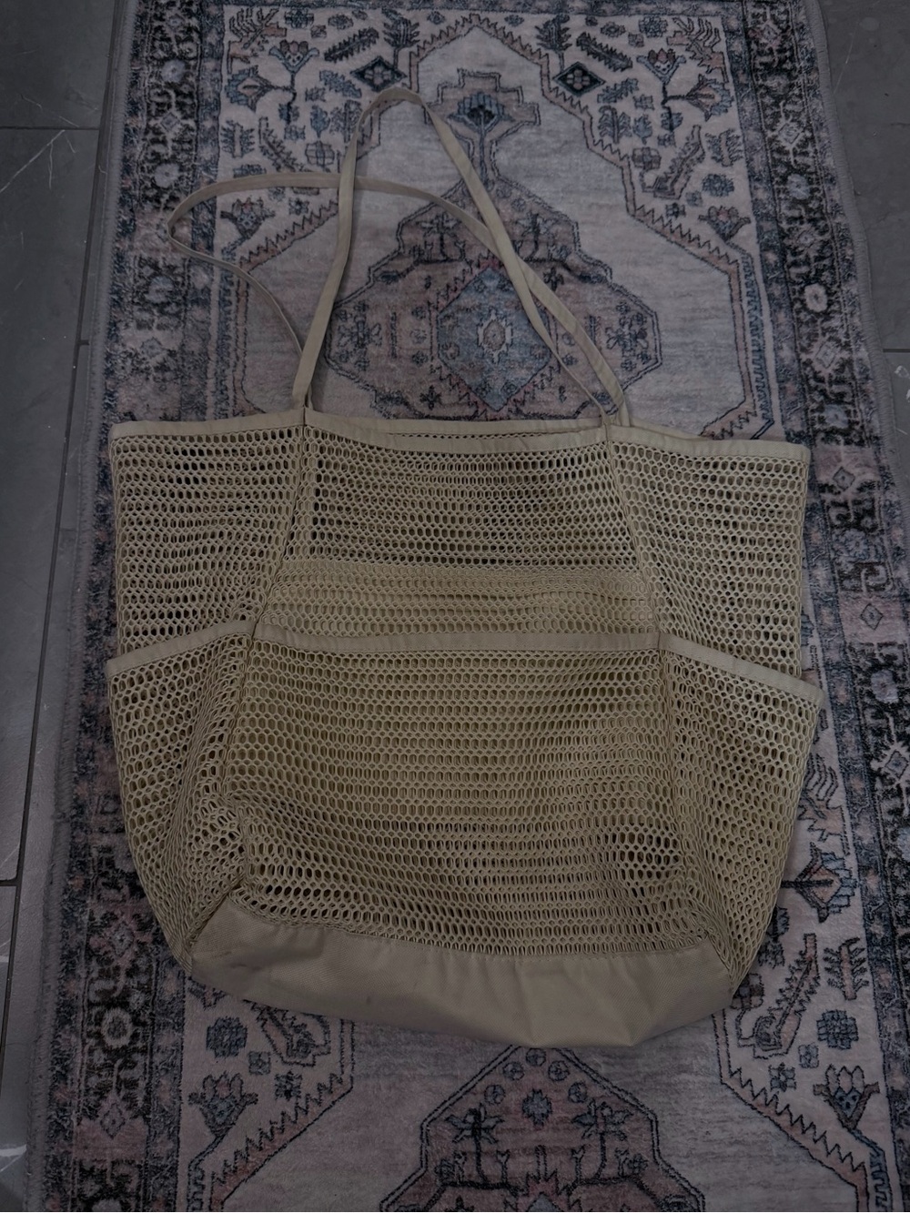 Neutral Mesh Tote Bag with Shoulder Straps